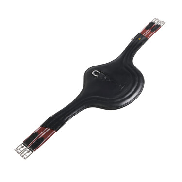 Cinta de salto Equestro em couro com protetor de fivelas Preto