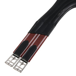 Cinta de salto Equestro em couro com protetor de fivelas Preto