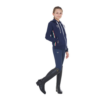 Moletom com capuz infantil unissex em lã polar Equestro x FISE Blazer marinho Azul-marinho