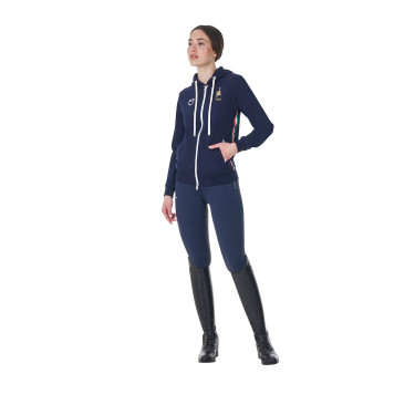 Moletom com capuz feminino Equestro x FISE Blazer marinho Azul-marinho