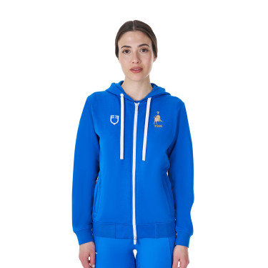 Moletom com capuz feminino Equestro x FISE Azul da Savoia