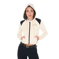 Cropped hoodie feminino Equestro Branco antigo Bege Cropped hoodie feminino Equestro Branco antigo Bege