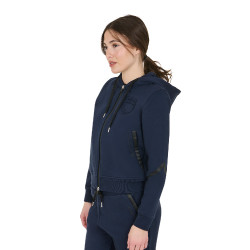 Moletom feminino Equestro Institutional com zíper frontal Blazer marinho Azul-marinho