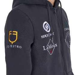 Sweat masculino Equestro com capuz multi‑logotipo Asfalto Cinzento