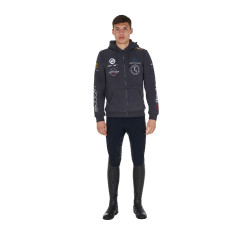 Sweat masculino Equestro com capuz multi‑logotipo Asfalto Cinzento