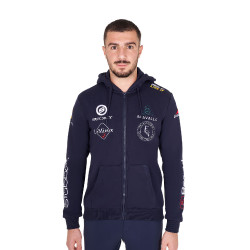 Sweat masculino Equestro com capuz multi‑logotipo Blazer marinho Azul-marinho
