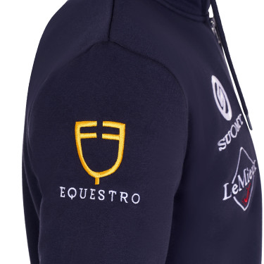 Sweat masculino Equestro com capuz multi‑logotipo Blazer marinho Azul-marinho