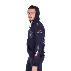 Sweat masculino Equestro com capuz multi‑logotipo Blazer marinho Azul-marinho