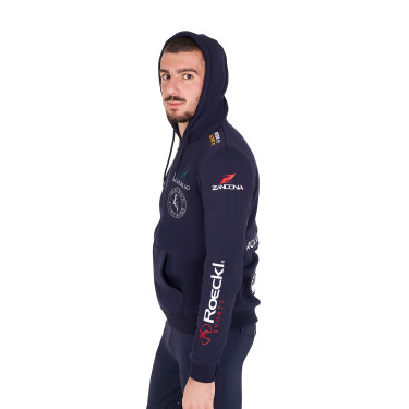 Sweat masculino Equestro com capuz multi‑logotipo Blazer marinho Azul-marinho