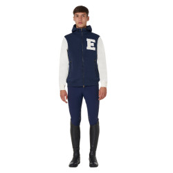 Camisola masculina Equestro Institutional bicolor com fecho frontal Blazer marinho / branco antigo Azul-marinho