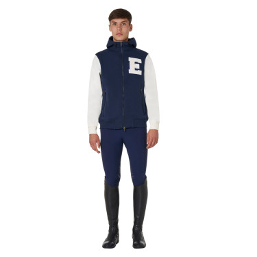 Camisola masculina Equestro Institutional bicolor com fecho frontal Blazer marinho / branco antigo Azul-marinho