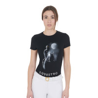 T-shirt feminino Equestro corte slim estampado Moonlight manga curta Preto T-shirt feminino Equestro corte slim estampado Moonlight manga curta Preto