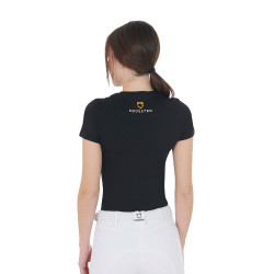 T-shirt feminino Equestro corte slim estampado Moonlight manga curta Preto
