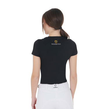 T-shirt feminino Equestro corte slim estampado Moonlight manga curta Preto