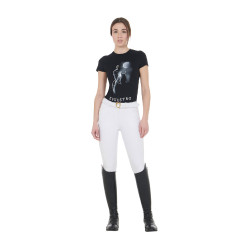 T-shirt feminino Equestro corte slim estampado Moonlight manga curta Preto