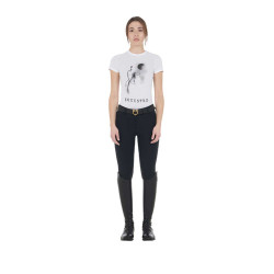T-shirt feminino Equestro corte slim estampado Moonlight manga curta Branco