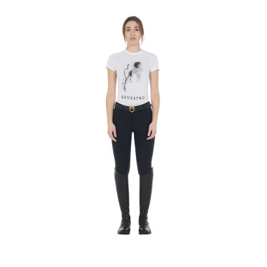 T-shirt feminino Equestro corte slim estampado Moonlight manga curta Branco