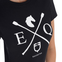 T-shirt feminino Equestro EQ de algodão de manga curta Preto T-shirt feminino Equestro EQ de algodão de manga curta Preto