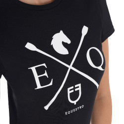 T-shirt feminino Equestro EQ de algodão de manga curta Preto