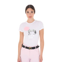 T-shirt feminino Equestro Head In The Clouds em algodão de mangas curtas Branco T-shirt feminino Equestro Head In The Clouds em algodão de mangas curtas Branco