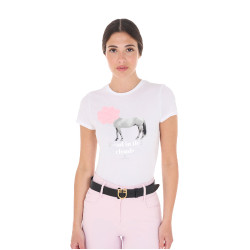 T-shirt feminino Equestro Head In The Clouds em algodão de mangas curtas Branco T-shirt feminino Equestro Head In The Clouds em algodão de mangas curtas Branco