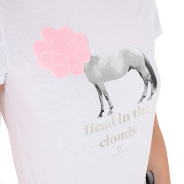 T-shirt feminino Equestro Head In The Clouds em algodão de mangas curtas Branco T-shirt feminino Equestro Head In The Clouds em algodão de mangas curtas Branco