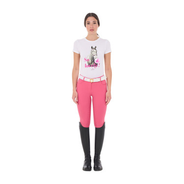 T-shirt feminino Equestro So Lovely em algodão de manga curta Branco T-shirt feminino Equestro So Lovely em algodão de manga curta Branco