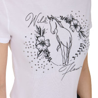 T-shirt feminino Equestro Wild Flower em algodão de manga curta Branco T-shirt feminino Equestro Wild Flower em algodão de manga curta Branco