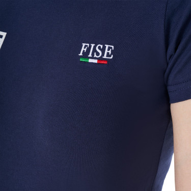 T-shirt feminino Equestro x FISE corte slim de mangas curtas Blazer marinho Azul-marinho