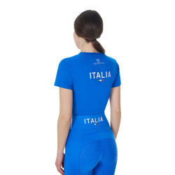 T-shirt feminino Equestro x FISE corte slim de mangas curtas Azul da Savoia