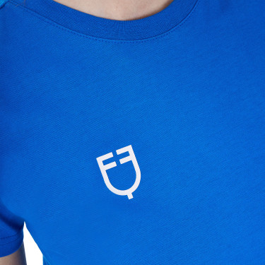 T-shirt feminino Equestro x FISE corte slim de mangas curtas Azul da Savoia