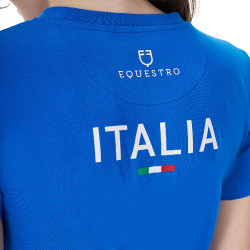 T-shirt feminino Equestro x FISE corte slim de mangas curtas Azul da Savoia