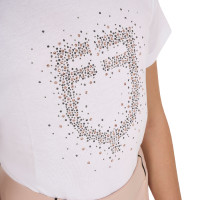 T-shirt menina Equestro corte slim com logótipo rosa com brilhantes, mangas curtas Branco