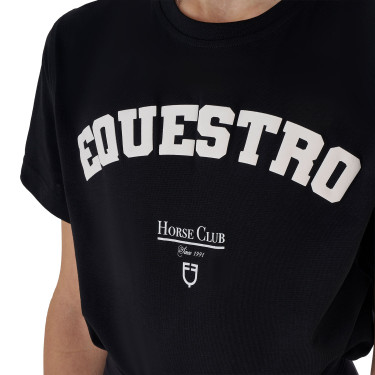 T-shirt menina Equestro Horse Club algodão mangas curtas Preto