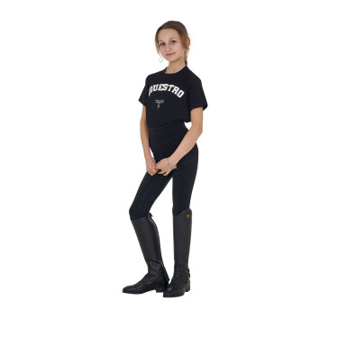 T-shirt menina Equestro Horse Club algodão mangas curtas Preto