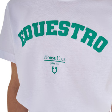 T-shirt menina Equestro Horse Club algodão mangas curtas Branco
