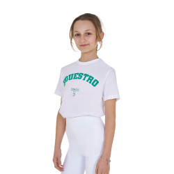 T-shirt menina Equestro Horse Club algodão mangas curtas Branco