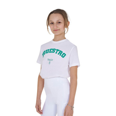 T-shirt menina Equestro Horse Club algodão mangas curtas Branco