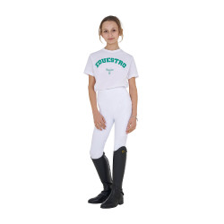 T-shirt menina Equestro Horse Club algodão mangas curtas Branco