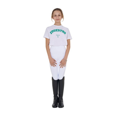 T-shirt menina Equestro Horse Club algodão mangas curtas Branco