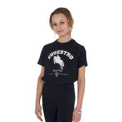 T-shirt menina Equestro Jumping Horse Club algodão mangas curtas Preto