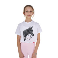 T-shirt para menina Equestro Ready To The Party em algodão com strass e mangas curtas Preto