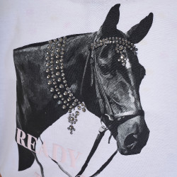 T-shirt para menina Equestro Ready To The Party em algodão com strass e mangas curtas Branco T-shirt para menina Equestro Ready To The Party em algodão com strass e mangas curtas Branco