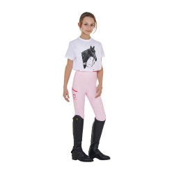 T-shirt para menina Equestro Ready To The Party em algodão com strass e mangas curtas Branco T-shirt para menina Equestro Ready To The Party em algodão com strass e mangas curtas Branco