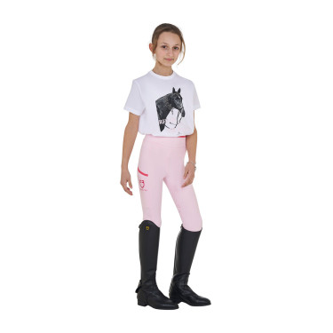 T-shirt para menina Equestro Ready To The Party em algodão com strass e mangas curtas Branco T-shirt para menina Equestro Ready To The Party em algodão com strass e mangas curtas Branco