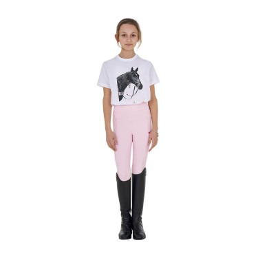 T-shirt para menina Equestro Ready To The Party em algodão com strass e mangas curtas Branco T-shirt para menina Equestro Ready To The Party em algodão com strass e mangas curtas Branco