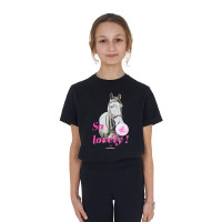 T-shirt menina Equestro So Lovely em algodão de mangas curtas Preto
