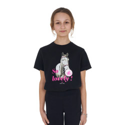 T-shirt menina Equestro So Lovely em algodão de mangas curtas Preto