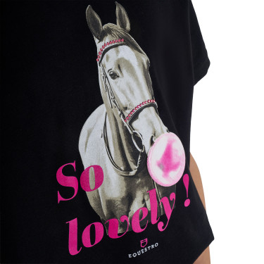 T-shirt menina Equestro So Lovely em algodão de mangas curtas Preto
