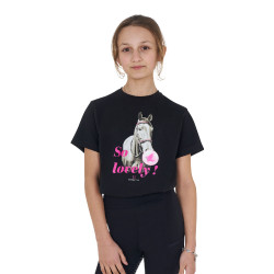 T-shirt menina Equestro So Lovely em algodão de mangas curtas Preto